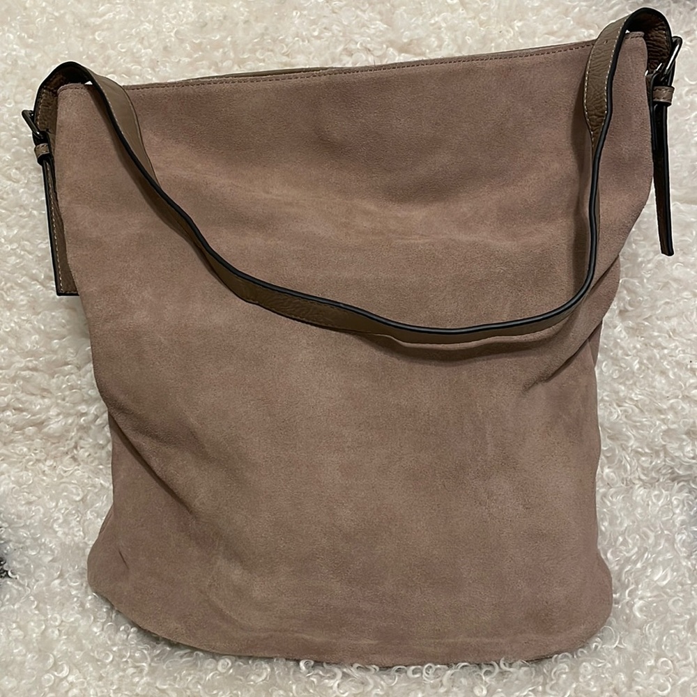 Moda Luxe Tan Suede Large Bucket Bag